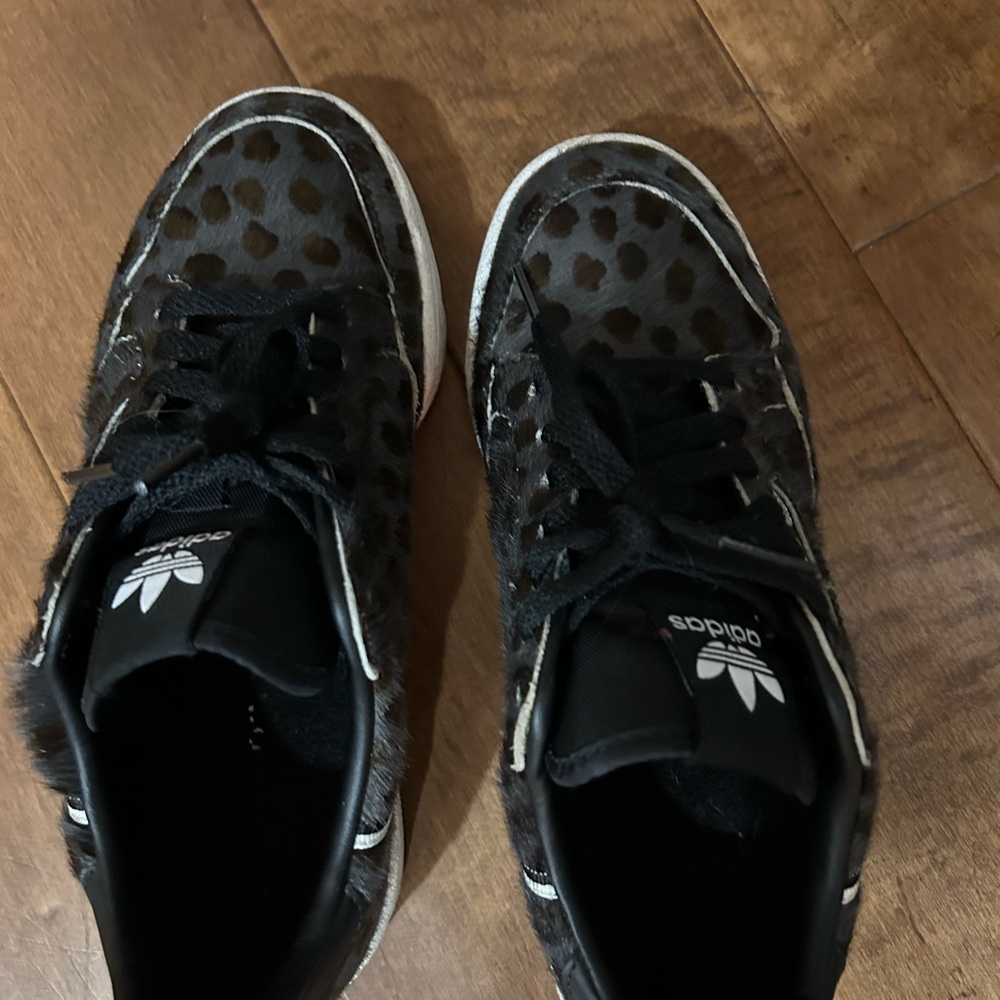 Adidas faux fur polka dot sneakers
